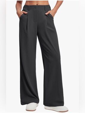 Ewedoos Stretchy Wide Leg Dress Pants Charcoal Size Medium Petite